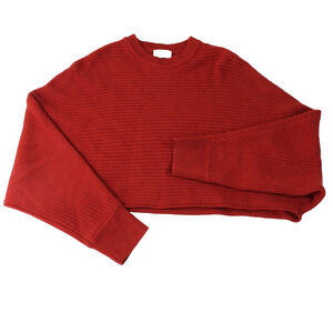Wilfred Free Merino Wool Sweater Women Small Red Crop Boxy Relaxed Beach Preppy